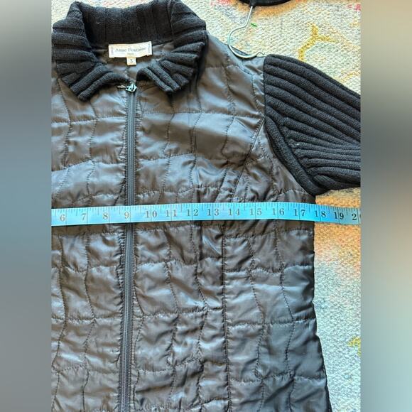 Anne Fontaine Black Puffer Sweater Mixed Media Jacket Size 3 - Picture 6 of 6